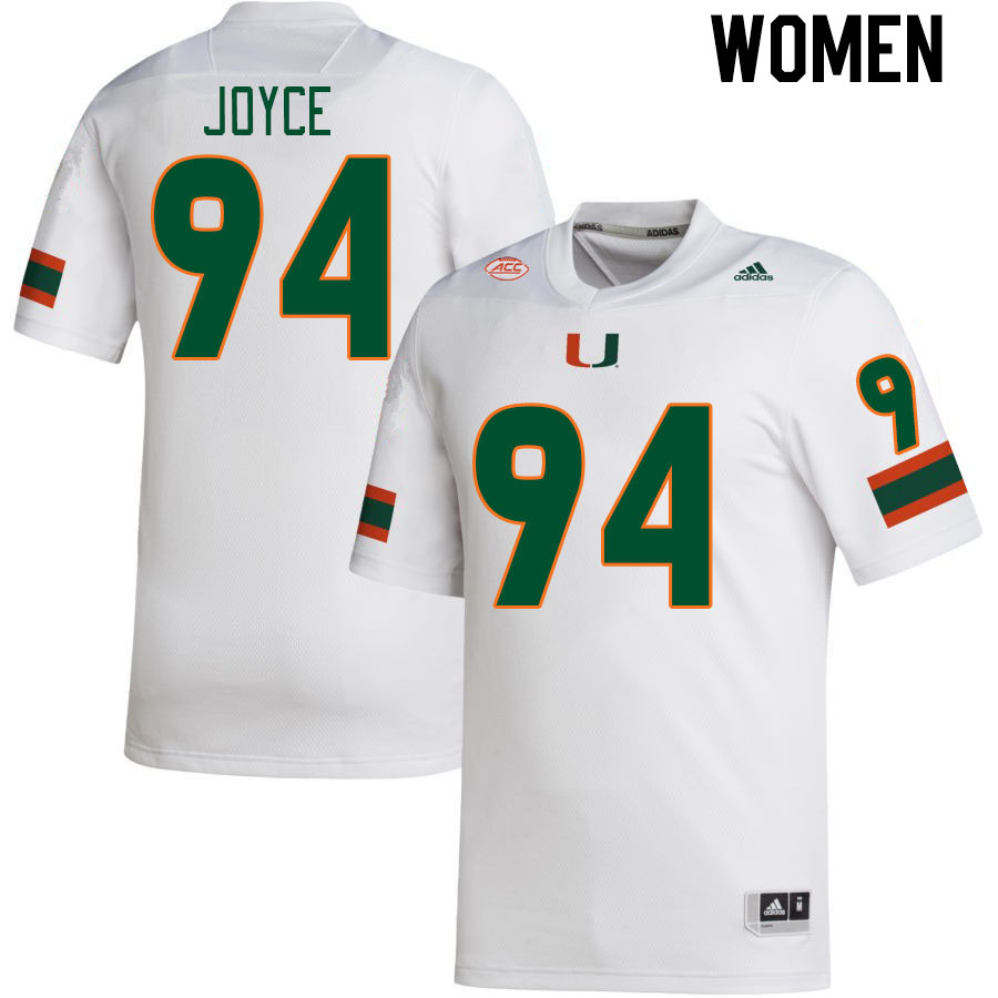 Women #94 Dylan Joyce Miami Hurricanes College Football Jerseys Stitched-White